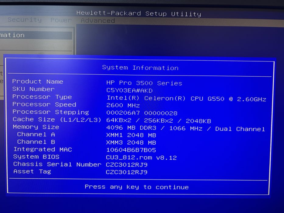 HP Pro 3500 series MT