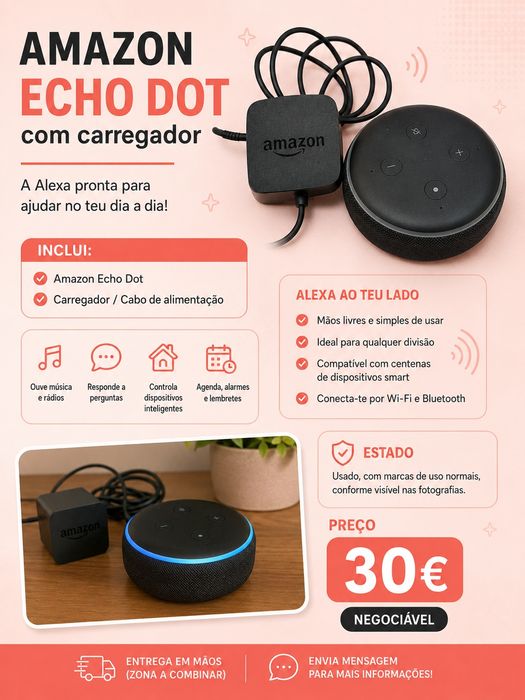 Amazon Echo Dot com carregador