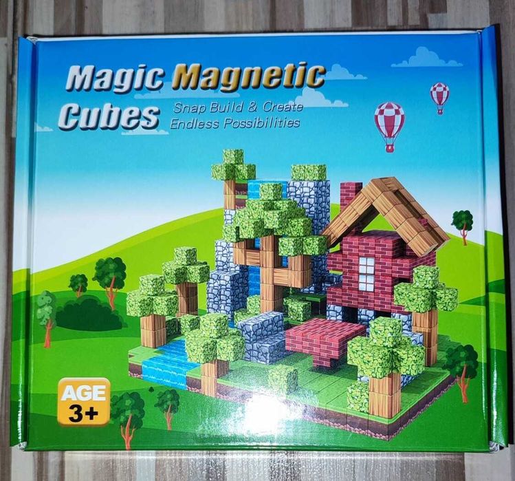 Klocki magnetyczne typ Minecraft 112szt 3figurki, Mocny magnes!!!