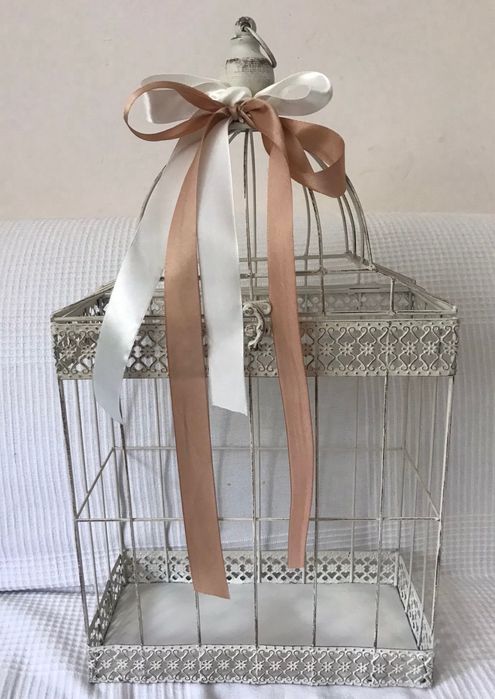 Klatka biała otwierana - na życzenia ślubne lub jako dekoracja