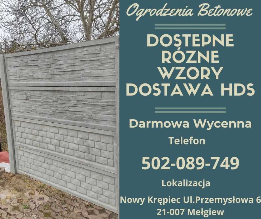 Ogrodzenie Betonowe 1,5m/2m