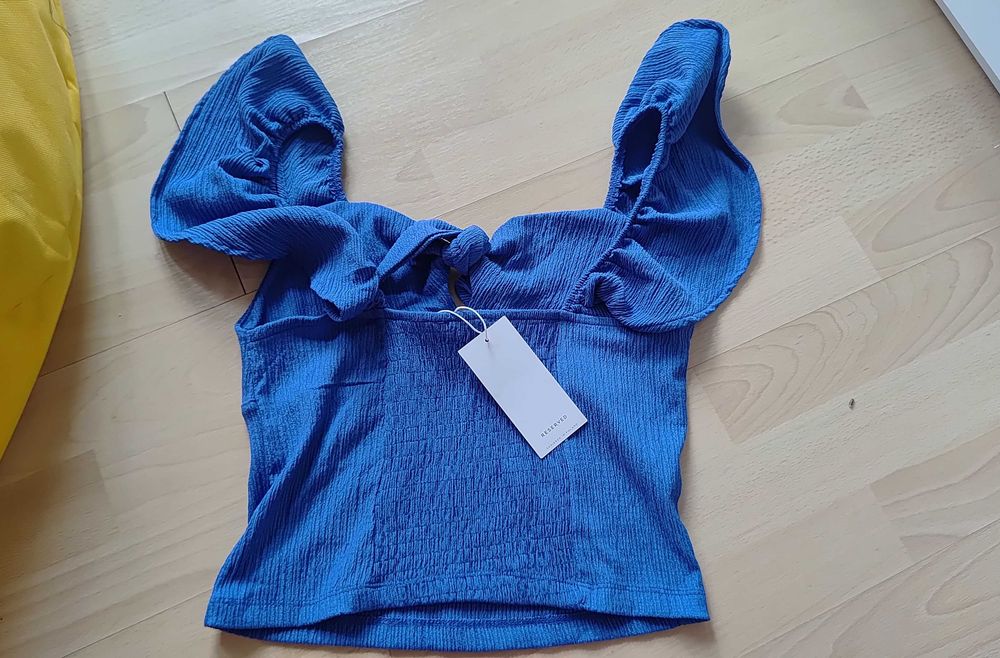 Chabrowa bluzka hiszpanka z wiązaniem Reserved M NOWA