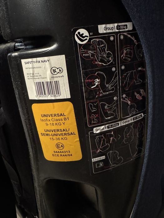 Дитяче автокрісло Kinderkraft Safety Fix (група 1/2/3, 9–36 кг)