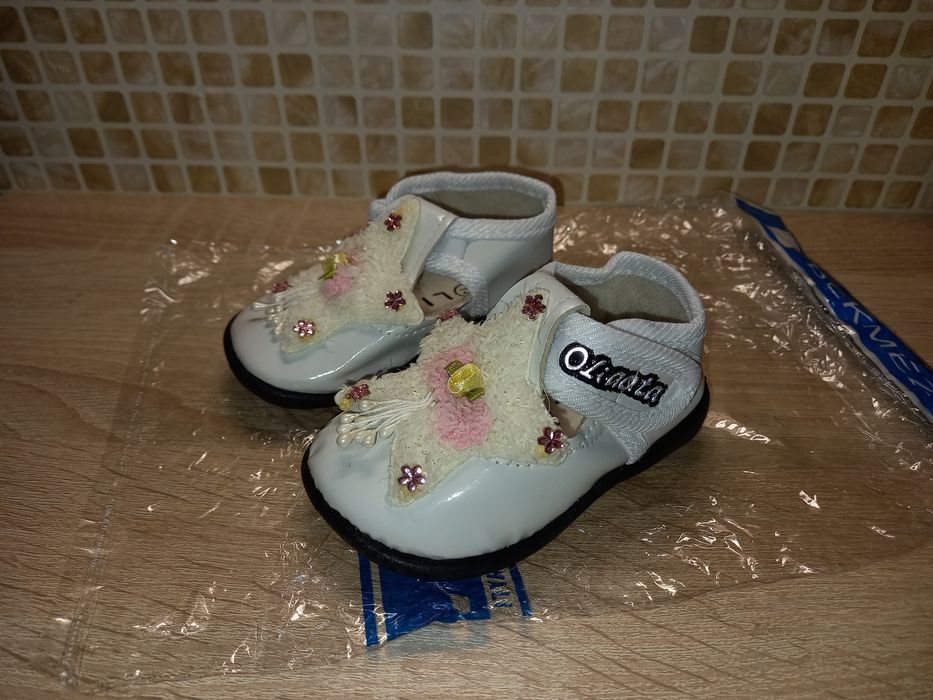 Пинетки для новорожденных нарядные белые девочка обувь туфельки тапочк