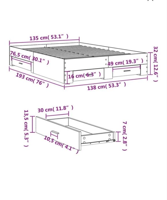 Colchao 190x120cm + Cama com gavetas