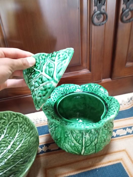 Conjunto loiça, textura de folhas, San Raphael. Vintage