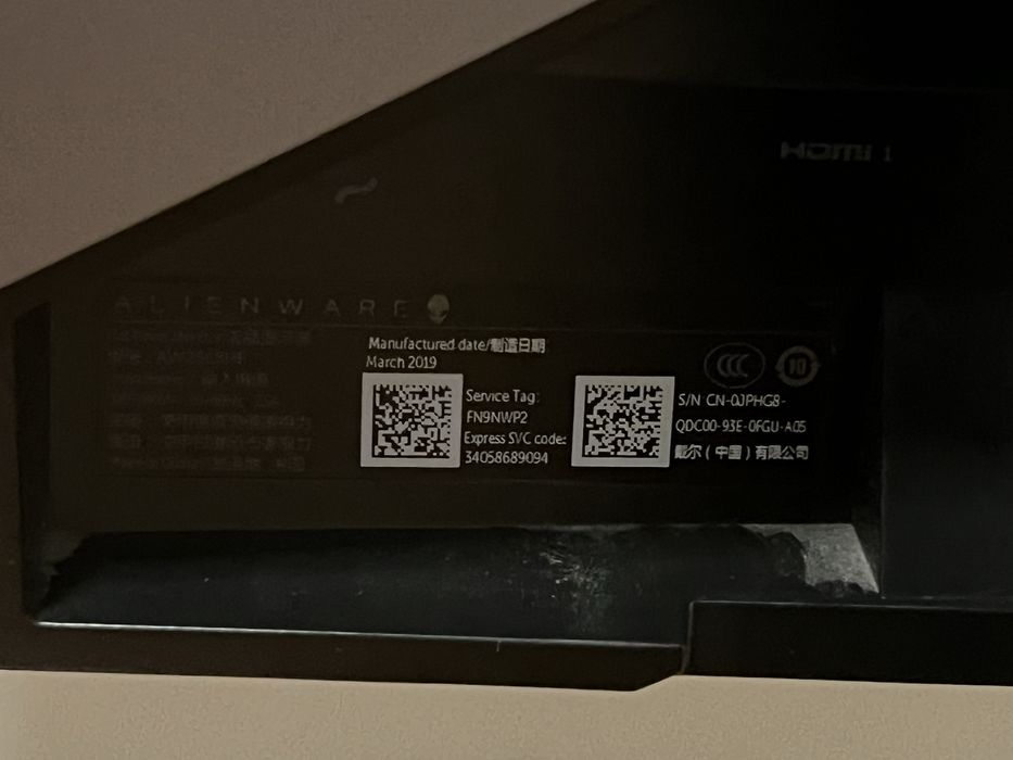 Monitor Allienware [24.5”, 240hz, 1ms]