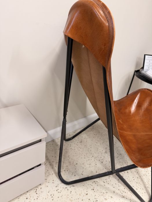 Skórzany fotel Butterfly / Motyl – loft / boho