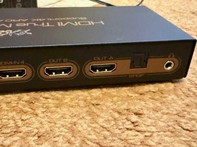 HDMI True Matrix 4x2 support 4K - pozwala przełączać 4 wej na 2 wyj