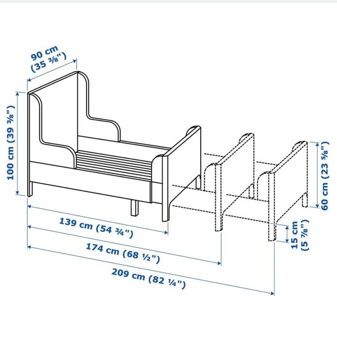 Cama Extensível Infantil IKEA BUSUNGE (Rosa) + Colchão Incluído