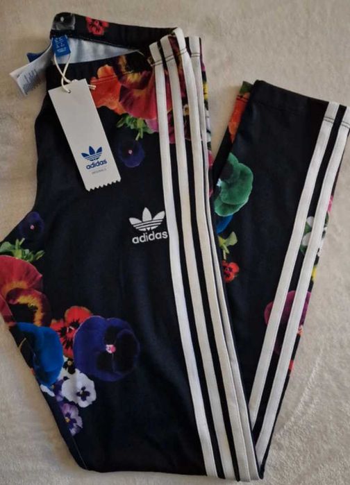 ADIDAS Leginsy w bratki UNIKAT kwiaty