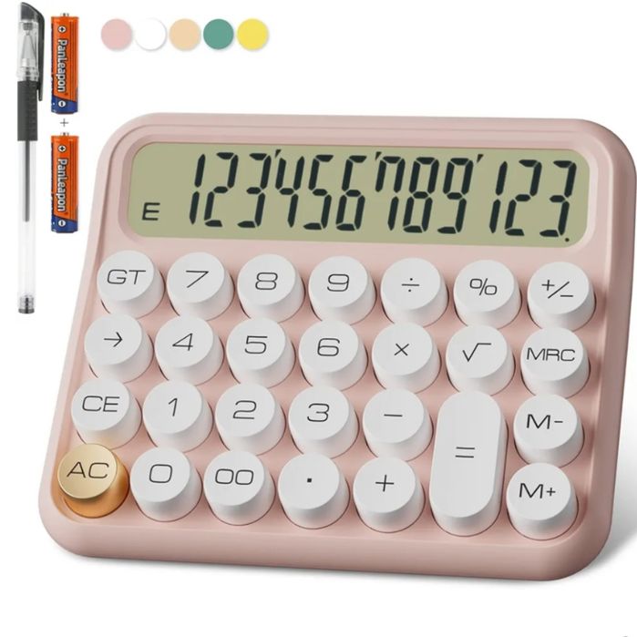 Рожевий калькулятор з круглими кнопками