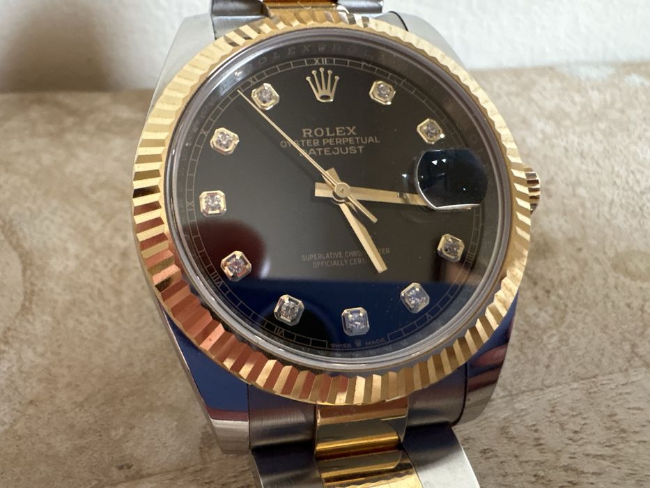 Rolex Datejust 41 aço ouro amarelo cravejado de diamantes