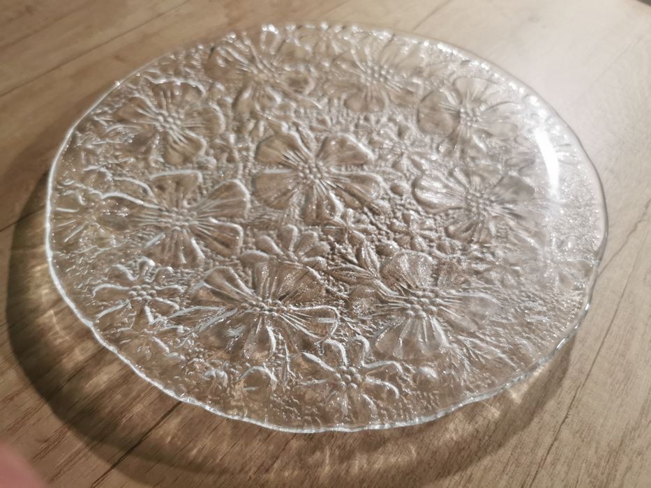 Patera Talerz Anemony 24cm - szkło PRL-u