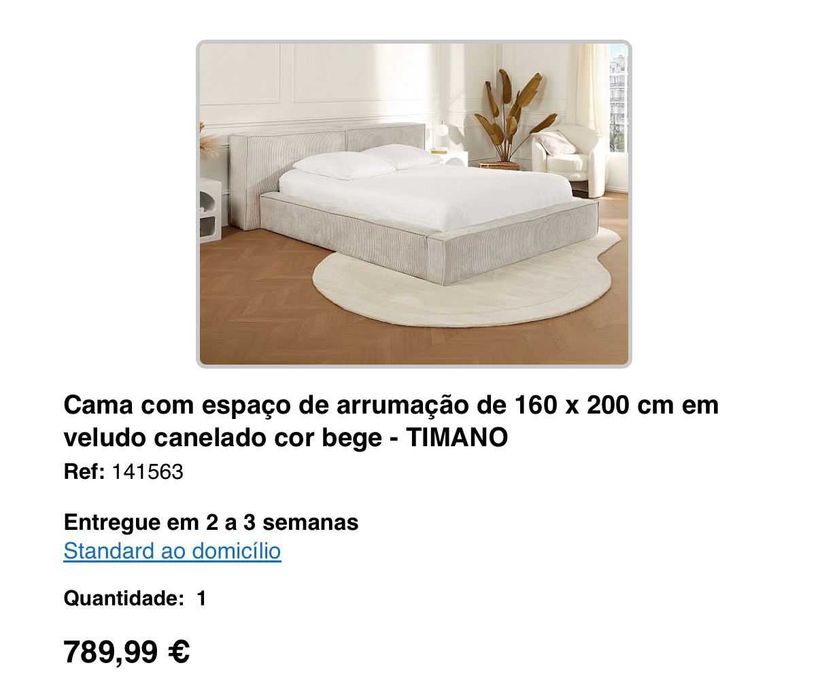 Cama de Casal  160x200 cm  Bom Estado