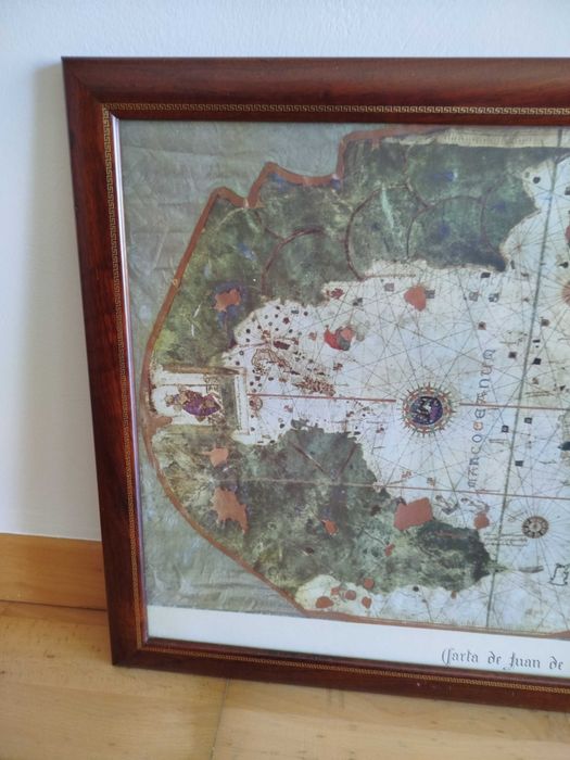 Quadro com belíssima Gravura "Carta de Juan de la Cosa - Ano 1500"