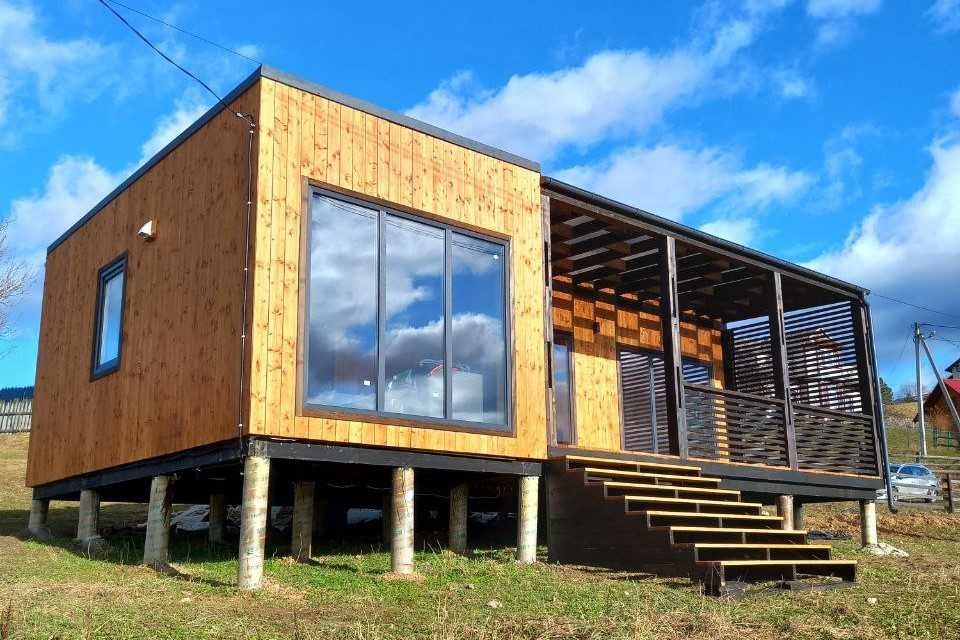 Сучасний модульний дім для постійного проживання 42 м2+15,5м2 тераса