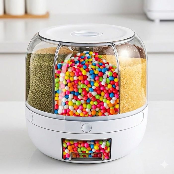 DUŻY 3,5L Pojemnik do żywności obrotowy  do ryżu płatków do kuchni