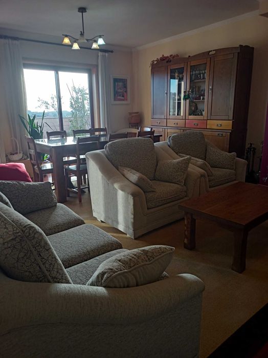 Trio sofás bege cinza