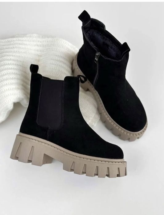 Ботинки натуральний замш челси замшевые сапоги