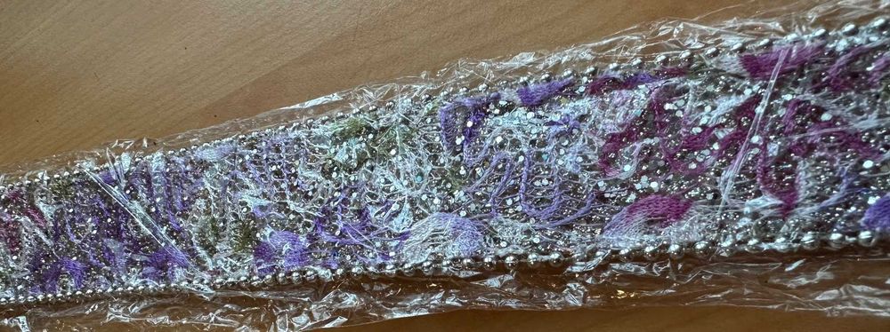 PASEK damski haftowany z brokatem do sukienki BOHO/ PIN UP fiolet ~85