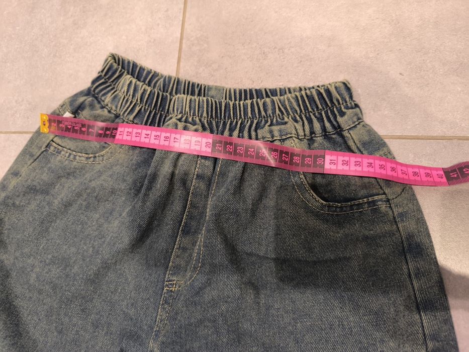 140/146 szerokie spodnie jeansowe skate drip modne