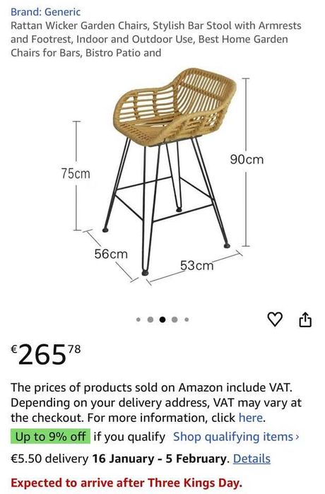 Set of 2 Rattan Bar Stools - 2 x Banquetas de bar em rattan