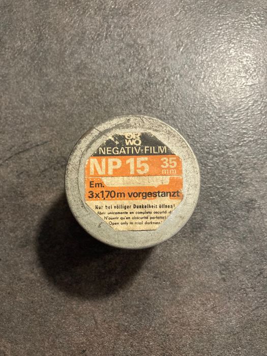 Pudełko po filmie negatywie fotograficznym ORWO NP15 35mm