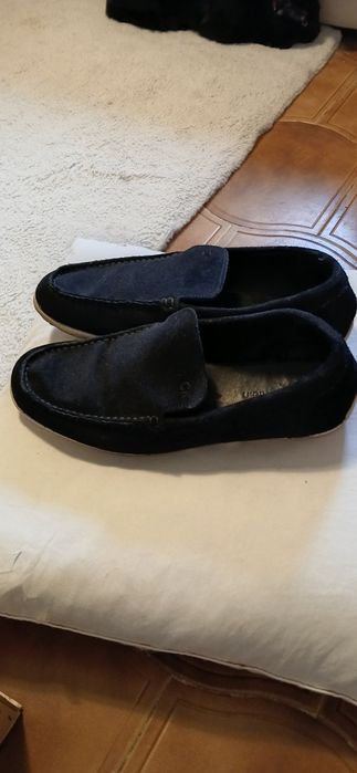 Sapatos de homem azul escuro da calvin klein camurça