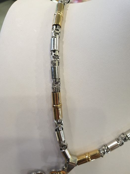 Komplet męski łańcuszek I krzyż splot królewski stal  60 cm