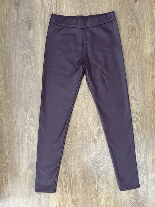 Legginsy Spodnie Skórkowe Bordowe Rozmiar 40 L