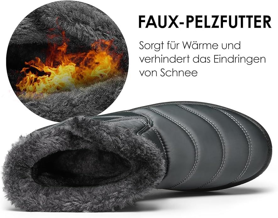 Women's Winter Snow Boots - Waterproof Nylon - 42 Grey