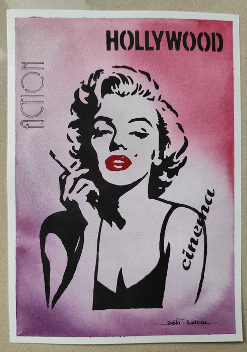 Akwarela Marilyn Monroe unikat, pop art - oryginał Hand made, ręcznie malowane