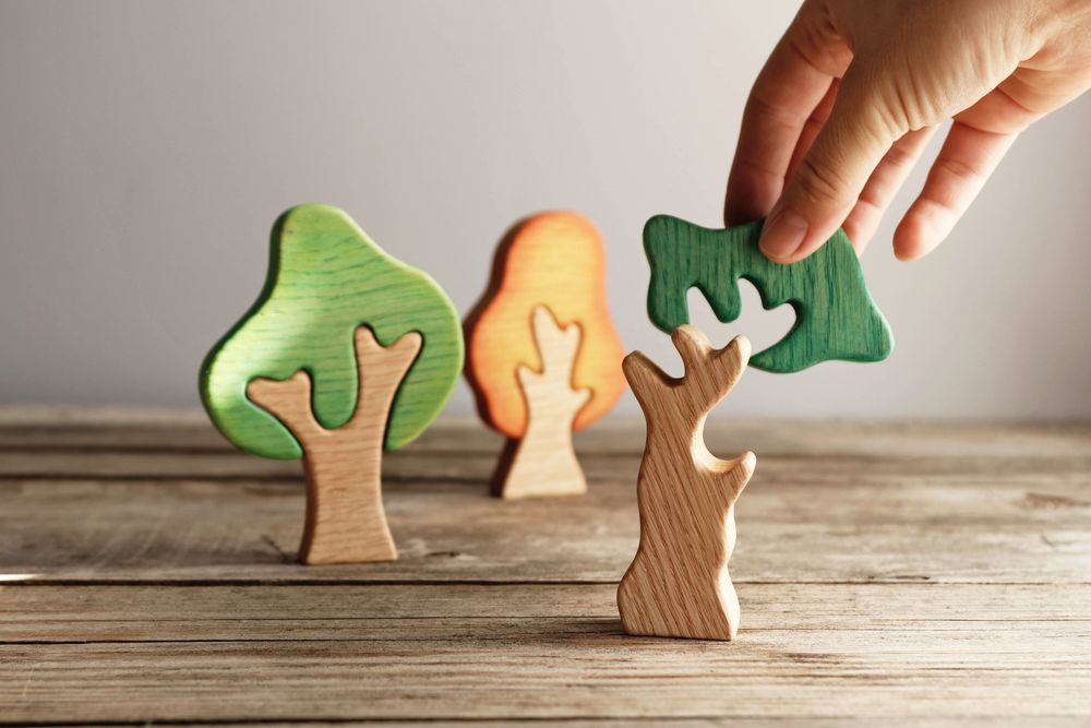 Zabawki drewniane drzewka Montessori