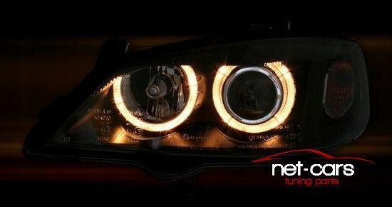 Reflektory lampy przednie przód OPEL ASTRA G ANGEL EYES XENON czarne