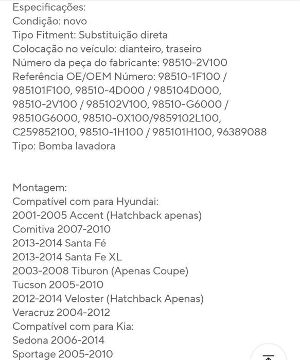 Bomba limpa pára brisas.