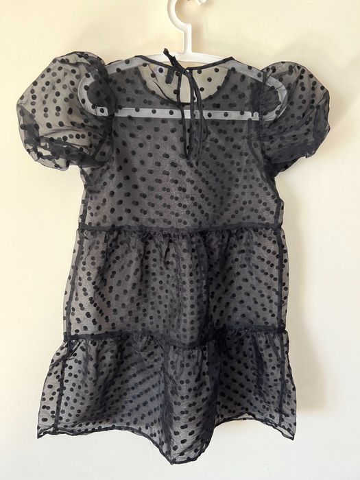 H&M czarna sukienka tunika damska kropki groszki siateczka tiul S