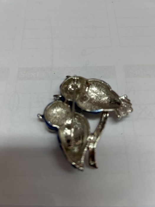 Broche de coruja olho azul