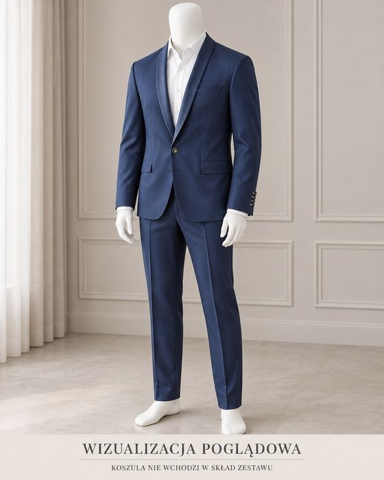 Granatowy garnitur męski New Men Style 182/100/86 – bardzo dobry stan