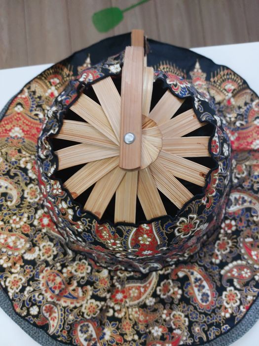 Składany kapelusz przeciwsłoneczny i wachlarz styl orientalny 2 w 1