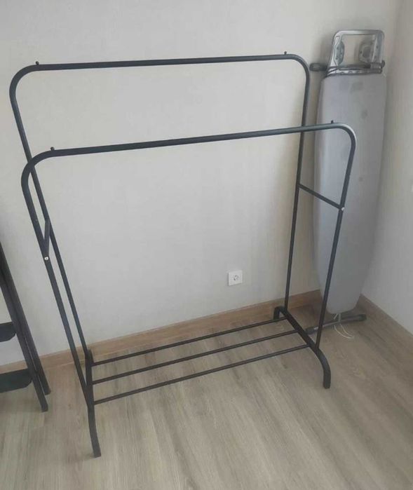 Полиця для одягу підлогова стійка вішалка металева складна подвійна