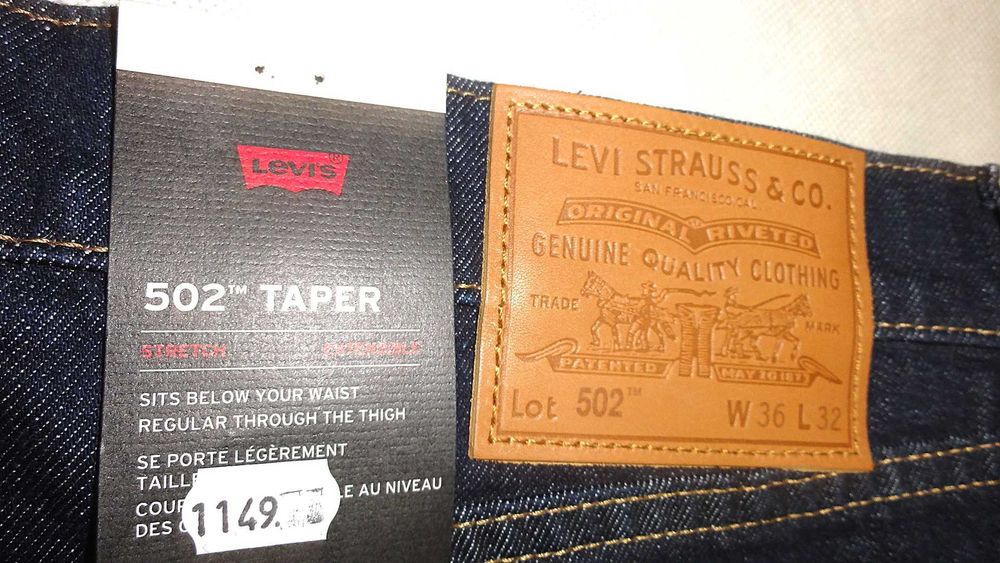 LEVIS 502 PREMIUM - TAPER - W36 L30/32 - NOWE Oryginalne spodnie Jeans - Sklep 550zł - OKAZJA !