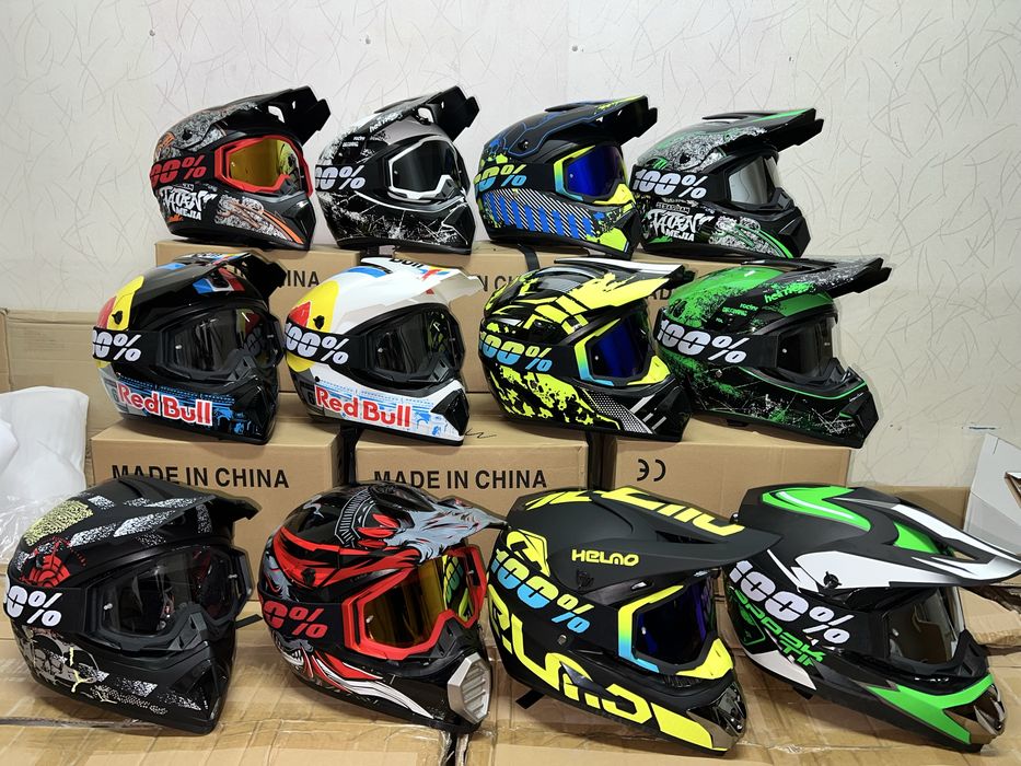 Мотошлем эндуро кроссовый мото шлем +очки Новый!