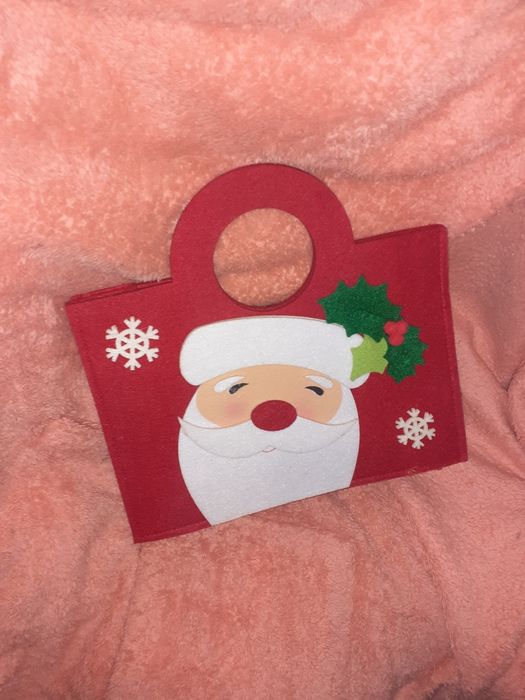 Подарочная новогодняя упаковка сумочка из фетра Дед Мороз для подарка