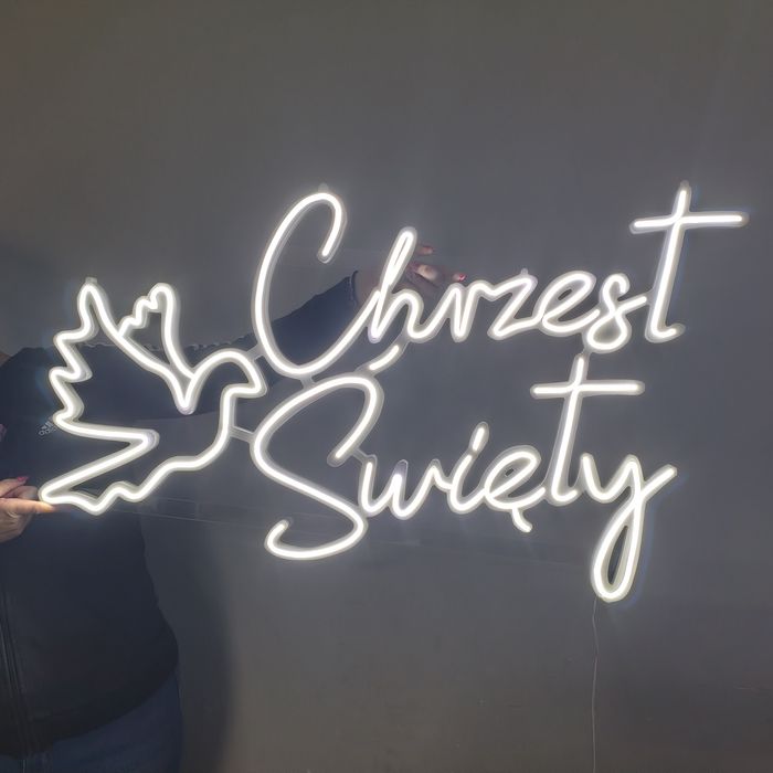 Neon LED Chrzest Święty napis podświetlany
