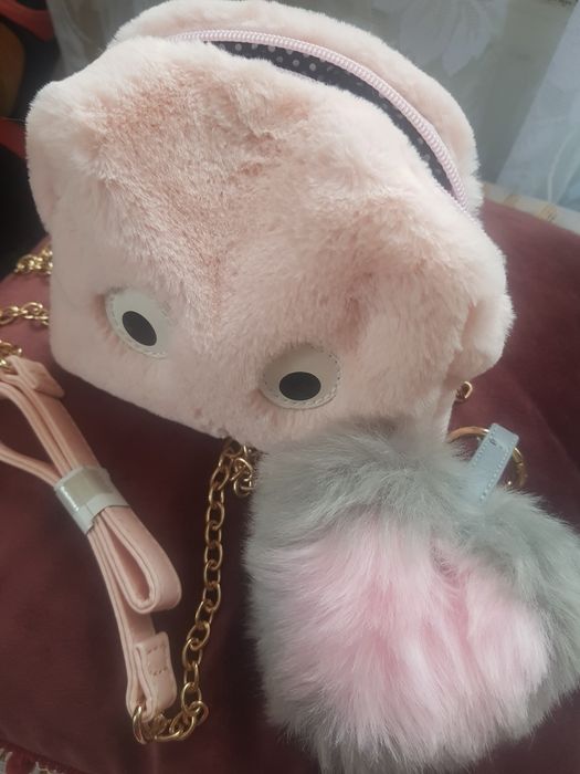 Piekna różowa torebeczka dla dziewczynki z oczami, h&m