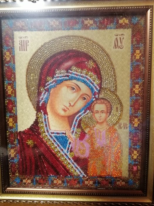 Икона, бисер, ручная работа.