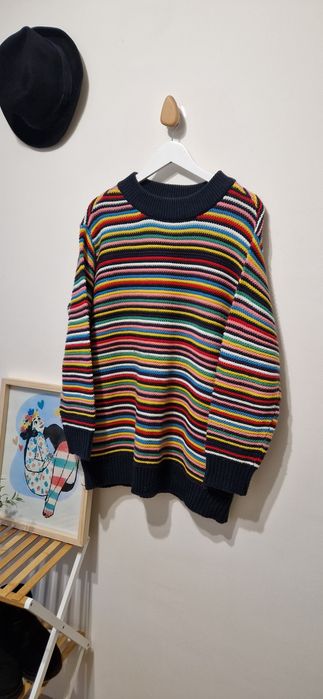 Kolorowy sweter w paski Rainbow by Bonprix rozm. XL