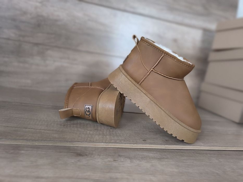 36-41 р короткі угги на платформі шкіряні женские ботинки кожаные ugg