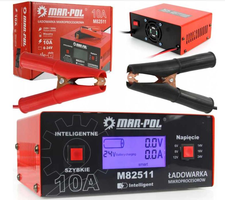 Prostownik MIKROPROCESOROWY Akumulator ładowarka 6V -24V 10 A